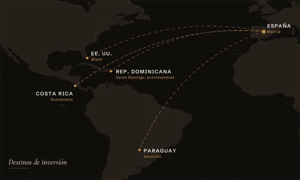 Destinos de inversión: España, Estados Unidos, Costa Rica, Paraguay y República Dominicana