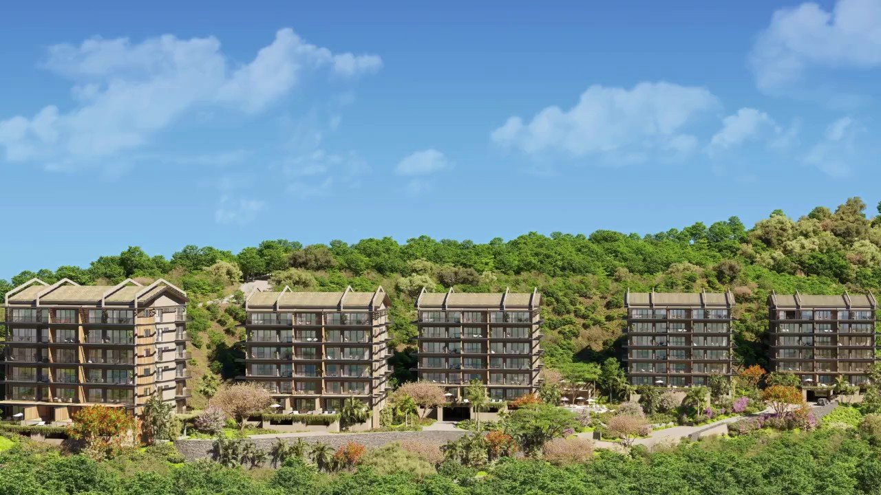 Los cinco edificios de las residencias sobre la colina, Playas del Coco